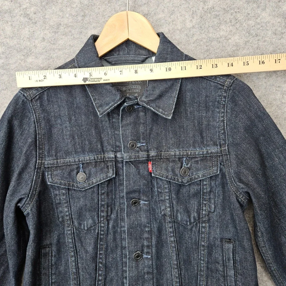 Levi's Youth Dark Wash Denim Trucker Jacket‎ Size M 100% Cotton 57511 Button Up